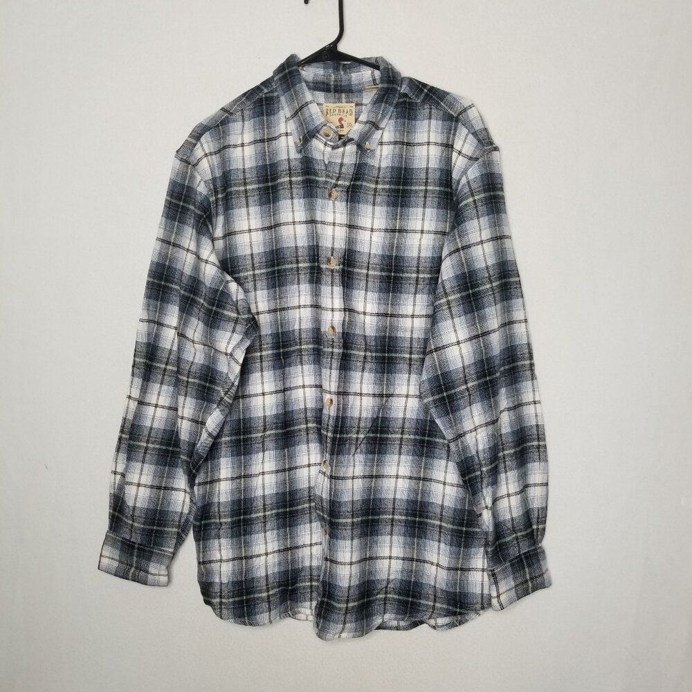Redhead Blue White Lumberjack Flannel 100% Cotton Shirt Men's Large